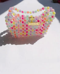 Multi-Flower Beaded Acrylic Handbag – Chic Floral Statement Purse - MehDer